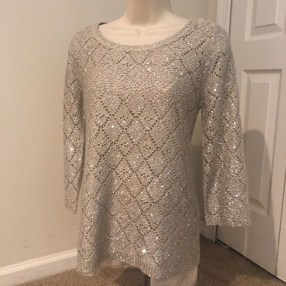Boston Proper Gold Metallic Sweater